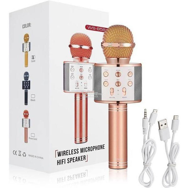 Microphone With Wireless Bluetooth Portable Rechargeable HIFI Mic Karaoke - WS-858"