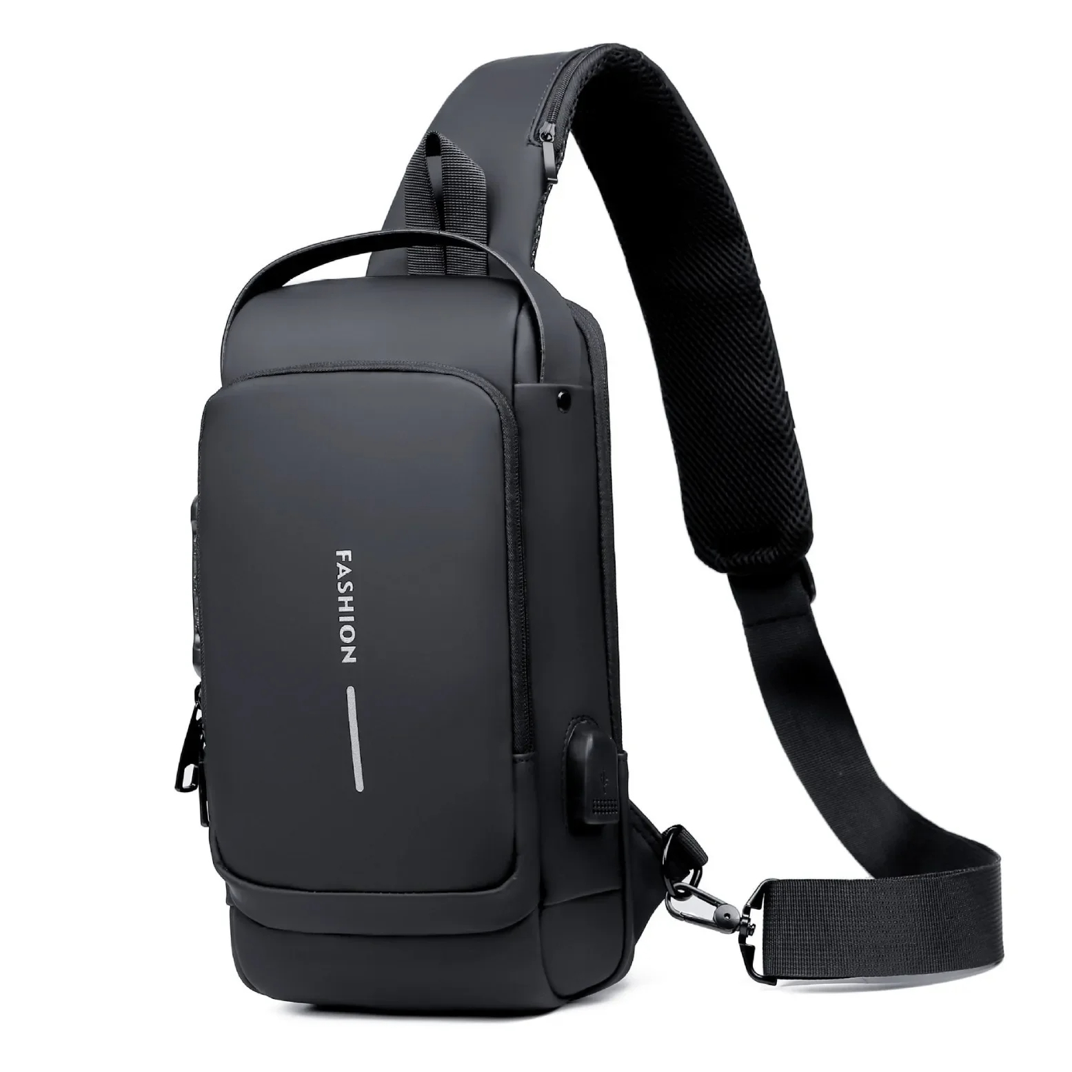 Anti-Theft Sling Bag with USB Charging Port – Waterproof Crossbody Backpack for Men"